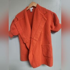 Doncaster Womans Short Sleeve Sweater Orange Size XL 95% Lambs Wool